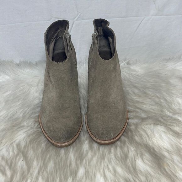 Jeffrey Campbell Laszlo Grey Suede Stack Heel Booties Sz 6 - Picture 3 of 7